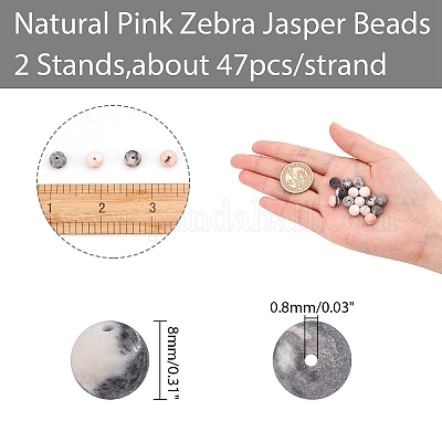 Natürliche rosa Zebra Jaspis Perlen Stränge&nbsp;G-AR0001-90-1