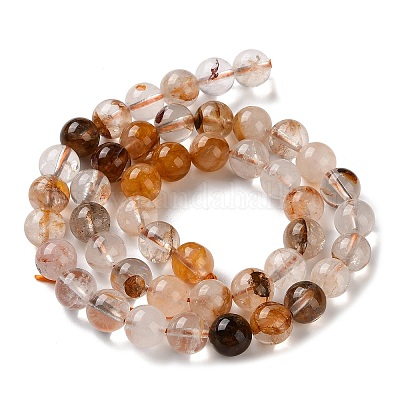 Натуральный желтый гематоидный кварц/золотые целебные кварцевые бусины нити&nbsp;G-C268-B01-02-1