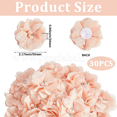 30 шт. полиэстер и пластик искусственный жемчуг и стразы цветочные украшения аксессуары&nbsp;DIY-SP0006-06A-1