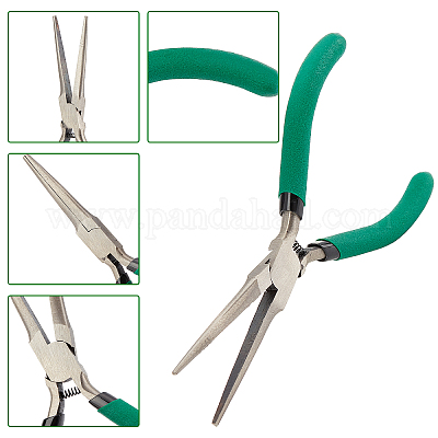 5.6Inch Long Needle Nose Pliers With Non Serrated Edge Mini Pliers for  Jewelry Making Long Chain Nose Pliers Carbon Steel Precision Thin Needle  Nose Pliers Wire Bending Tools for DIY Green 