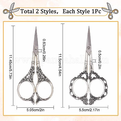 Wholesale SUNNYCLUE 2Pcs Small Sewing Embroidery Scissors Detail Shears  Vintage Sharp Tip Scissor Stainless Steel Scissors for Cutting Fabric Craft  Knitting Threading Needlework Artwork Handicraft DIY Tool 