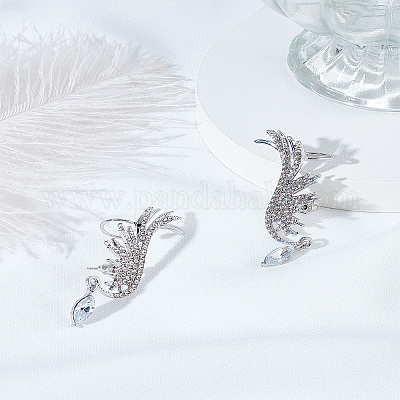 1 пара висячих серег-манжет из сплава стекла для женщин&nbsp;EJEW-LP0012-15-1