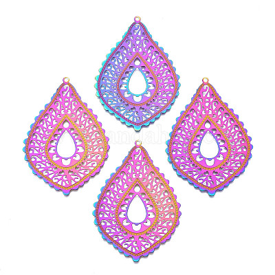 Ионное покрытие(ip) 304 нержавеющая сталь филигранные большие подвески&nbsp;LS-STAS-T057-56-1