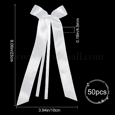 White 3 inch Satin Ribbon Double Bows 50pcs Ready Made Craft Party Clothes