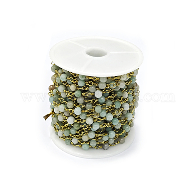 Ручной цепи амазонит бисером&nbsp;AJEW-P060-4mm-02-1