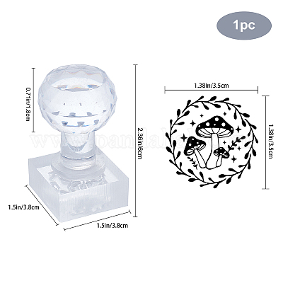 PH PandaHall Mushroom Soap Stamps Handmade Soap Stamp with Handle Wreath  Plant Soap Embossing Stamp Transparent Sealing Wax Stamp with Handle for