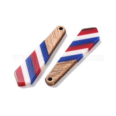 Подвески из непрозрачной полосатой смолы и орехового дерева в честь Дня независимости RESI-U010-02C-1
