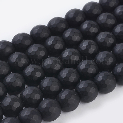 Synthetischen schwarzen Steinperlen Stränge X-G-C059-10mm-1-1