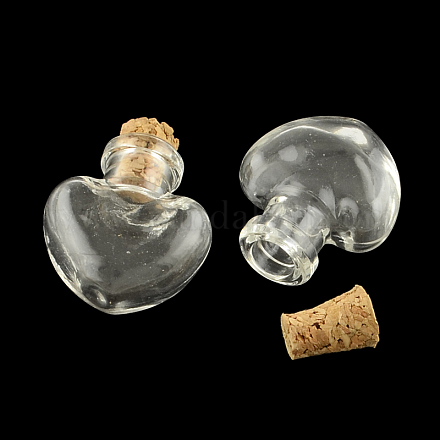 Botella de cristal del corazón para los contenedores de abalorios X-AJEW-R045-02-1