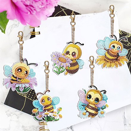 Bees DIY Diamond Painting Keychain Kits WG37226-01-1