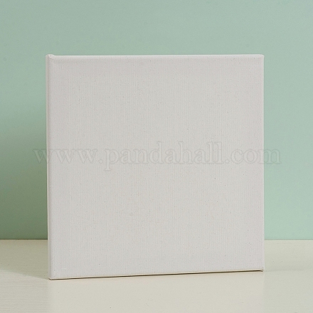 額装されたブランクリネンウッド  絵画を描くため  正方形  ホワイト  25x25.2x1.7cm DIY-G019-06B-1