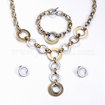 304 Stainless Steel Jewelry Sets SJEW-P122-07GP-1