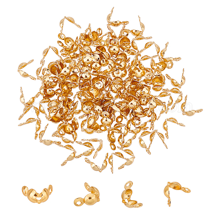 UNICRAFTALE 120pcs Golden Bead Tips Stainless Steel Calotte Ends Open Clamshell Knot Covers Fold-Over Bead Tips Small Hole End Caps for Knots & Crimp Findings Jewelry Making STAS-UN0009-29G-1