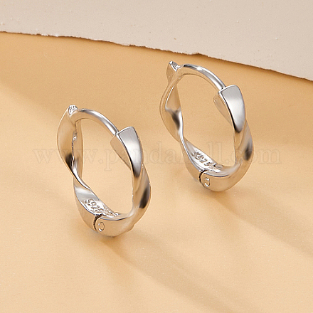 925 orecchini a cerchio twist in argento sterling placcato rodio da donna IA8169-2-1