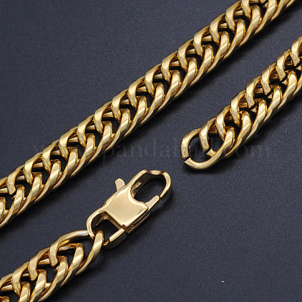 Мужские 201 цепные ожерелья из нержавеющей стали с кубинскими звеньями NJEW-T012-01A-51-G-1