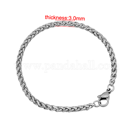 304 Stainless Steel Wheat Chain Bracelets BJEW-M187-12-F-1