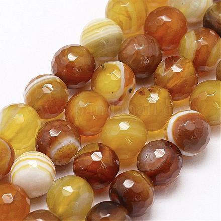 Faceted Natural Agate Beads Strands G-F344-32-14mm-1