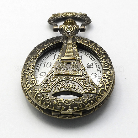 Старинные полые сплава цинка кварцевые часы головки для карманные часы кулон ожерелье материалы WACH-R005-03-1