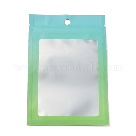 プラスチック製ジップロックバッグ  グラデーションカラーの収納袋  セルフシールバッグ  トップシール  窓と吊り下げ穴付き  長方形  グリーン  15x10x0.25cm  片側の厚さ：3.9ミル（0.1mm）  95~100個/袋 OPP-H001-01B-01-1