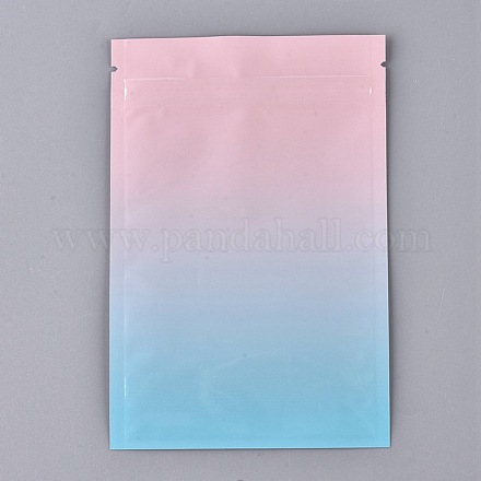 グラデーションカラーのプラスチック製ジップロックバッグ  再封可能なアルミホイルポーチ  食品保存袋  ブルー  15x10.1cm  片側の厚さ：3.9ミル（0.1mm） X-OPP-P002-A01-1