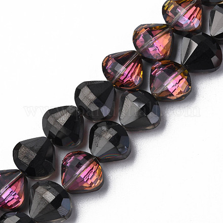 Electroplate Transparent Glass Beads Strands EGLA-N002-36-D02-1