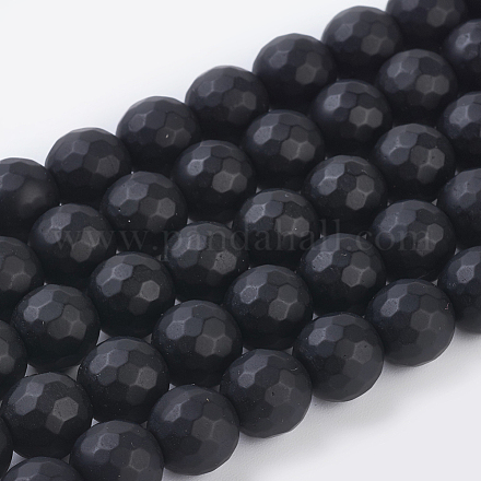 Cuentas sintéticas piedras negras hebras X-G-C059-10mm-1-1