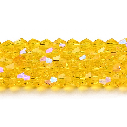 Transparentes perles de verre de galvanoplastie brins GLAA-F029-2mm-D22-1