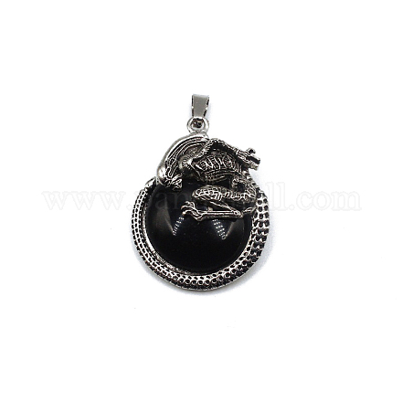 Natural Black Stone Pendants FIND-PW0025-10AS-10-1