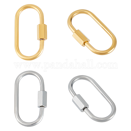 UNICRAFTALE 4Pcs 2 Colors Oval Screw Carabiner Lock 304 Stainless Steel Screw Locking Keychain Carabiner Clasp Metal Keychain Clip Hook 26mm Keyring Clasp for Jewelry Making Handbag DIY Accessory STAS-UN0053-34-1