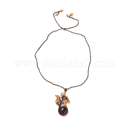 Ожерелье с подвеской из натурального аметиста «Древо жизни» NJEW-K258-04F-1
