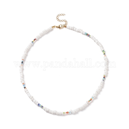 Collier de perles de rocaille de verre pour femme NJEW-JN03933-1