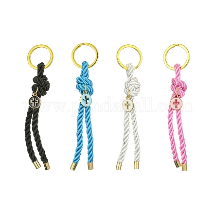 Porte-clés avec nœud en nylon et alliage émaillé KEYC-JKC00567-1