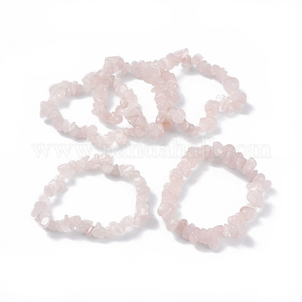 Pulseras elásticas naturales de cuarzo rosa BJEW-G615-03-1