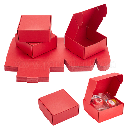 紙箱  フリップカバー  正方形  クリムゾン  2-1/2x2-1/2x1-1/8インチ（6.5x6.5x3cm） CON-WH0080-24B-1