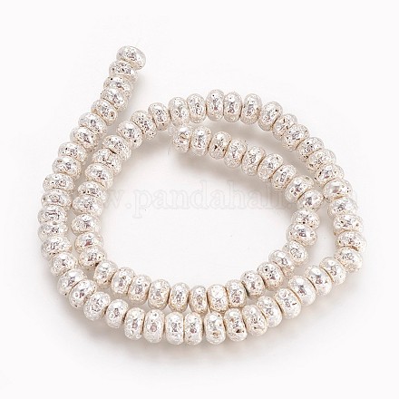 Electroplated Natural Lava Rock Beads Strands G-P400-06S-1
