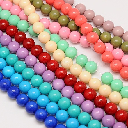 Eco-Friendly Round Baking Paint Glass Beads X-HY-A003-10mm-M-1