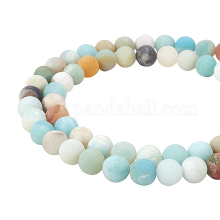PandaHall Elite Frosted Natural Amazonite Bead Strands For Jewelry Making G-PH0028-8mm-03-1