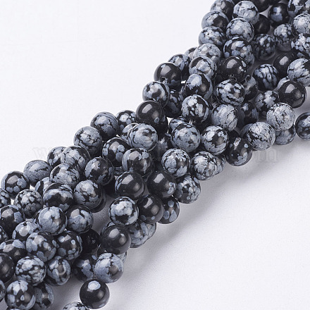 Chapelets de perles de flocon de neige en obsidienne naturelle X-GSR6mmC009-1