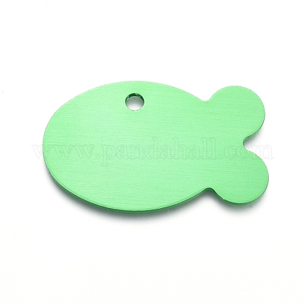 アルミ製ペンダント  空白タグのスタンプ  魚  春の緑  24x38x1mm  穴：3mm ALUM-I002-03E-1