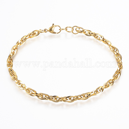304 Stainless Steel Rope Chain Anklets AJEW-K016-05G-1