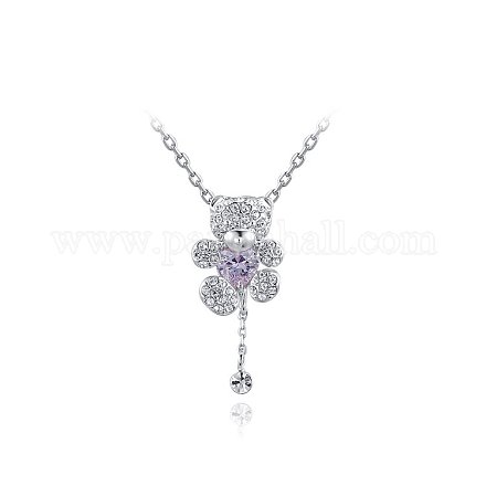 Bear Real Platinum Plated Alloy Pendant Necklaces NJEW-AA00065-42P-1