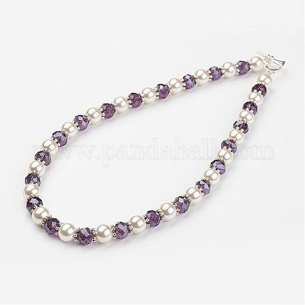 Glass Beaded Necklaces NJEW-JN01835-02-1