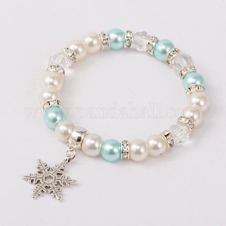Pulseras de perlas tramo de vidrio de moda X-BJEW-JB01697-01-1