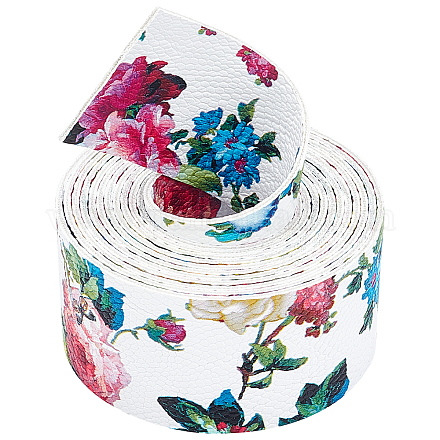 Shop GORGECRAFT Double Sided Printed Leather Strap Strip 1-1/2 Inch Wide 79  Inch Long Flower White Leather Belt Strips Wrap Flat Cord for DIY Crafts  Projects Clothing Jewelry Wrapping Making Bag Handles