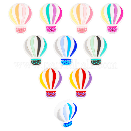 NBEADS 10 Pcs Hot Air Balloon Silicone Beads SIL-NB0001-11-1