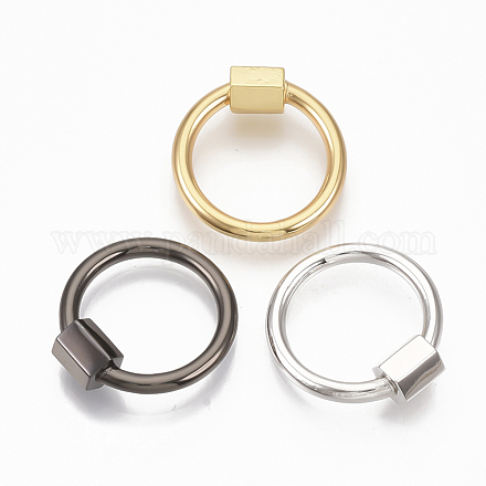 真鍮製ネジカラビナロックチャーム  ネックレス作り用  丸いリング  ミックスカラー  20x19x2mm  ネジ:6x5.5mm KK-T047-06-1