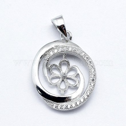 Sterling Silver Cubic Zirconia Pendant Pinch Bails STER-G028-090P-1