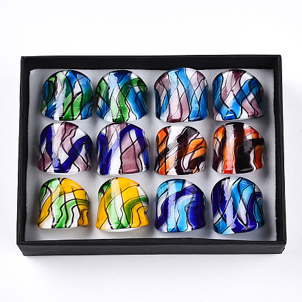 Ручной работы Lampwork широкополосного кольца RJEW-Q150-M02-B-1
