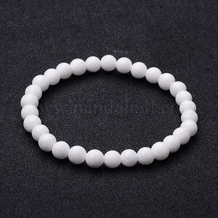 Blanc bracelets naturels stretch jade perles BJEW-F202-06-1
