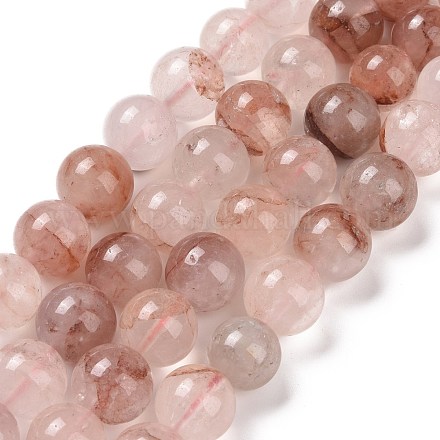 Brins de perles de quartz hématoïde rouge naturel/quartz ferrugineux G-E571-03C-1